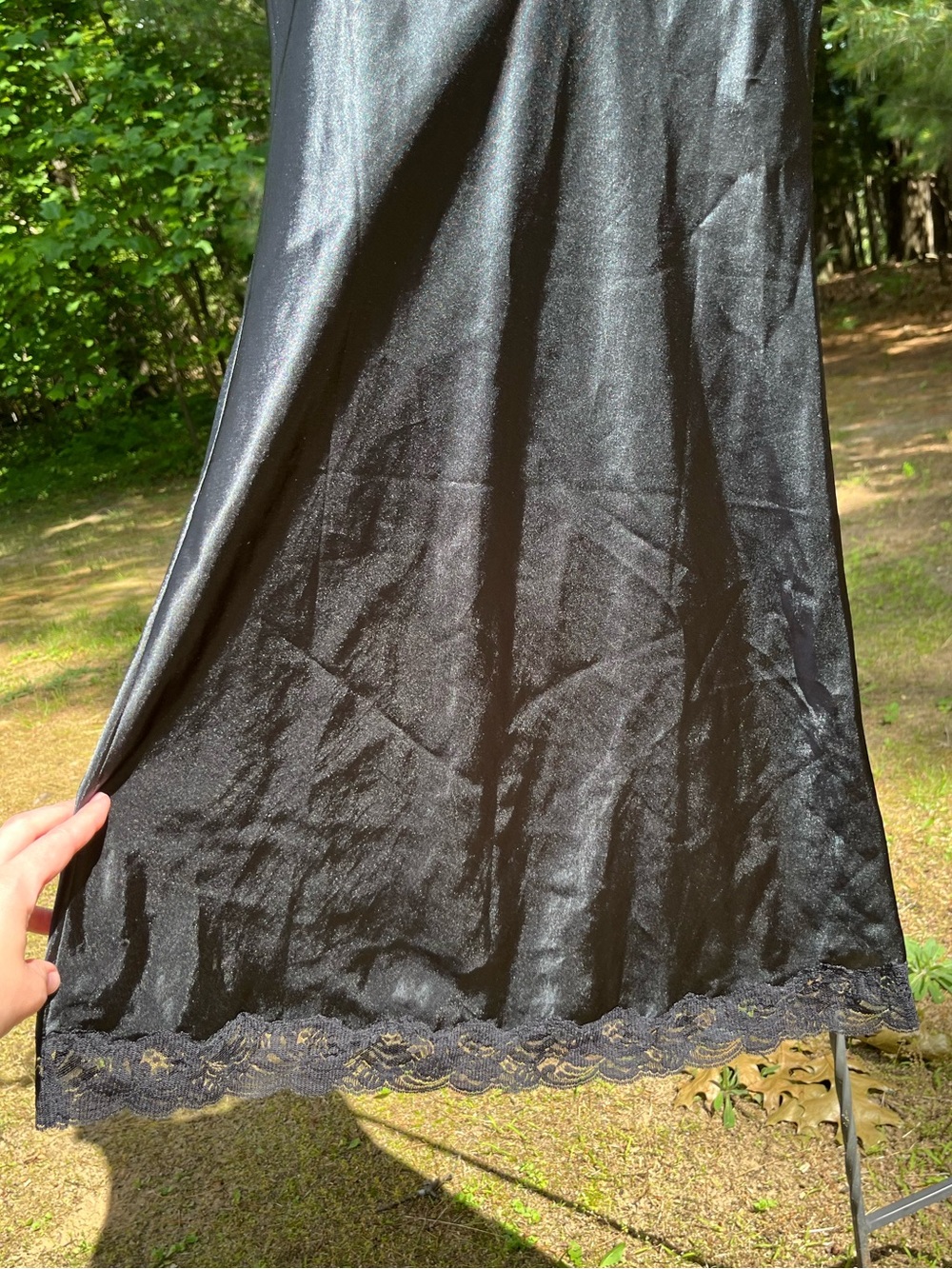 90s Victoria’s Secret Gold Label Black Midi Slip Dress Lace Trim Size M Lingerie - Picture 14 of 15